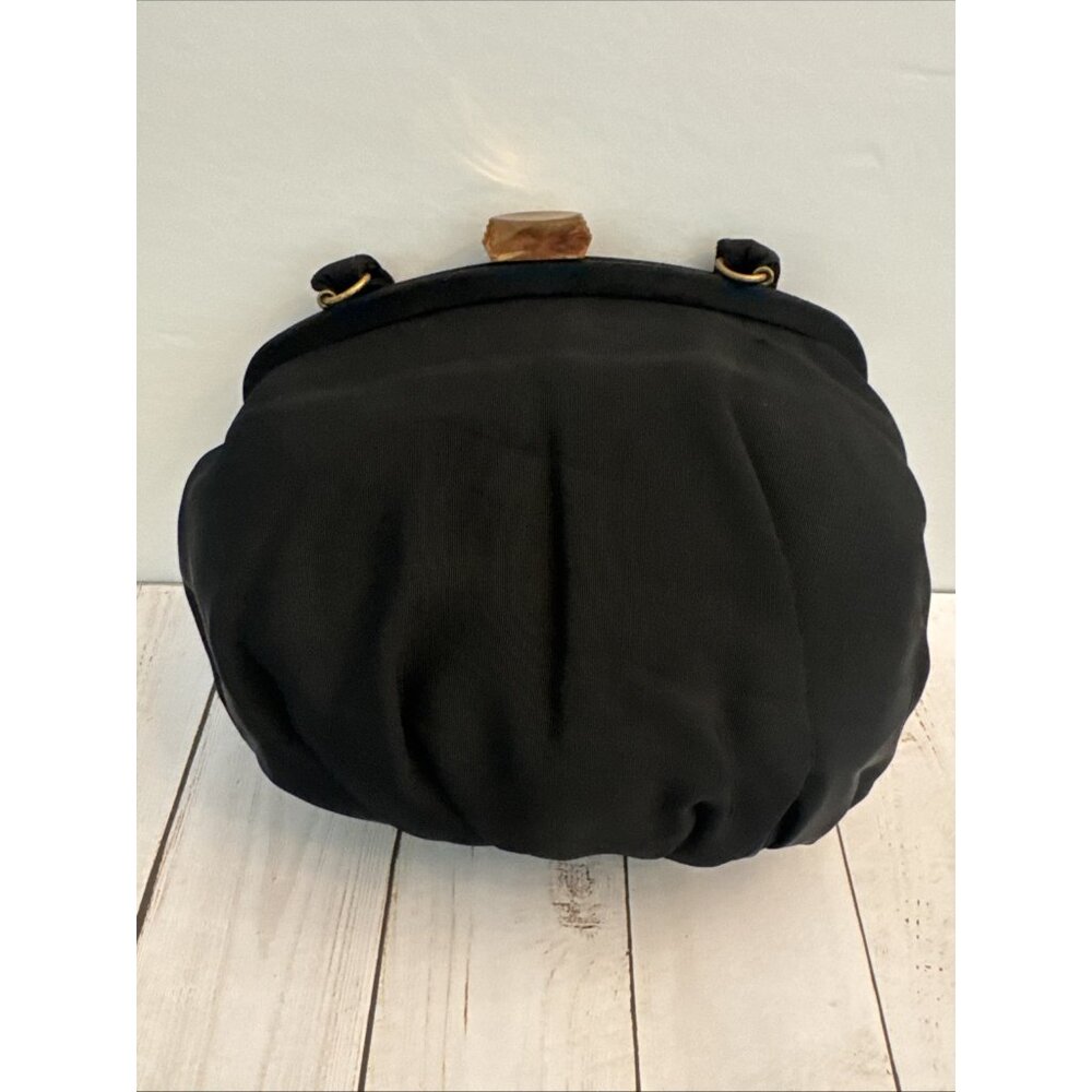 Vintage MM Morris Moskowitz Faille Satin Black Evening Purse/ Handbag 9x6x3” EUC - Picture 3 of 7